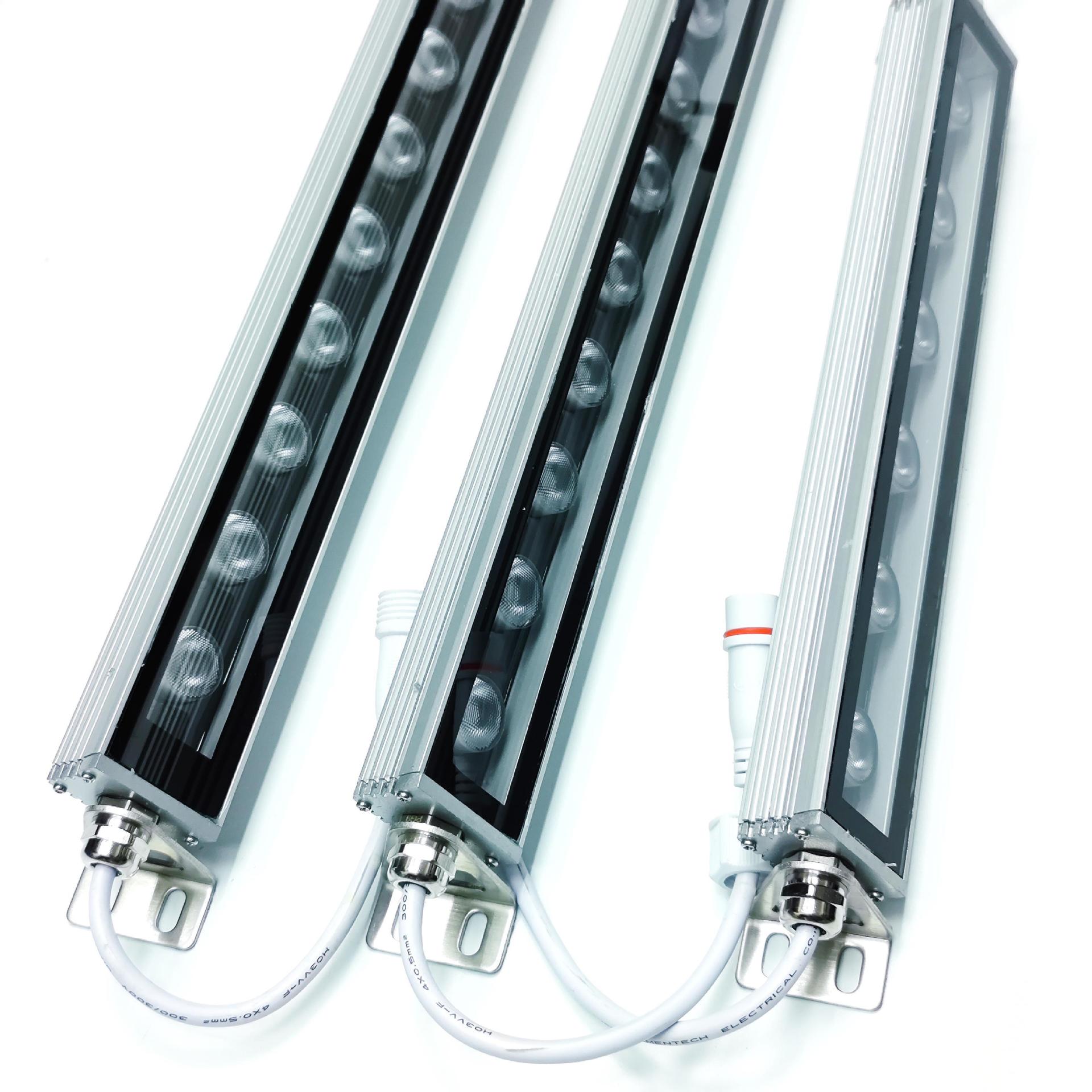 12 Zoll langes RGBW SMD5050 18 W 24 V LED-Wandfluterlicht, gehärtete Glasabdeckung, wasserdicht nach IP67, energiesparendes lineares LED-Streifenlicht für Brücken, Hotels, Mega-Bars, Weihnachtswerbetafeln, Plakatwände, gewerbliche Gebäudebeleuchtung