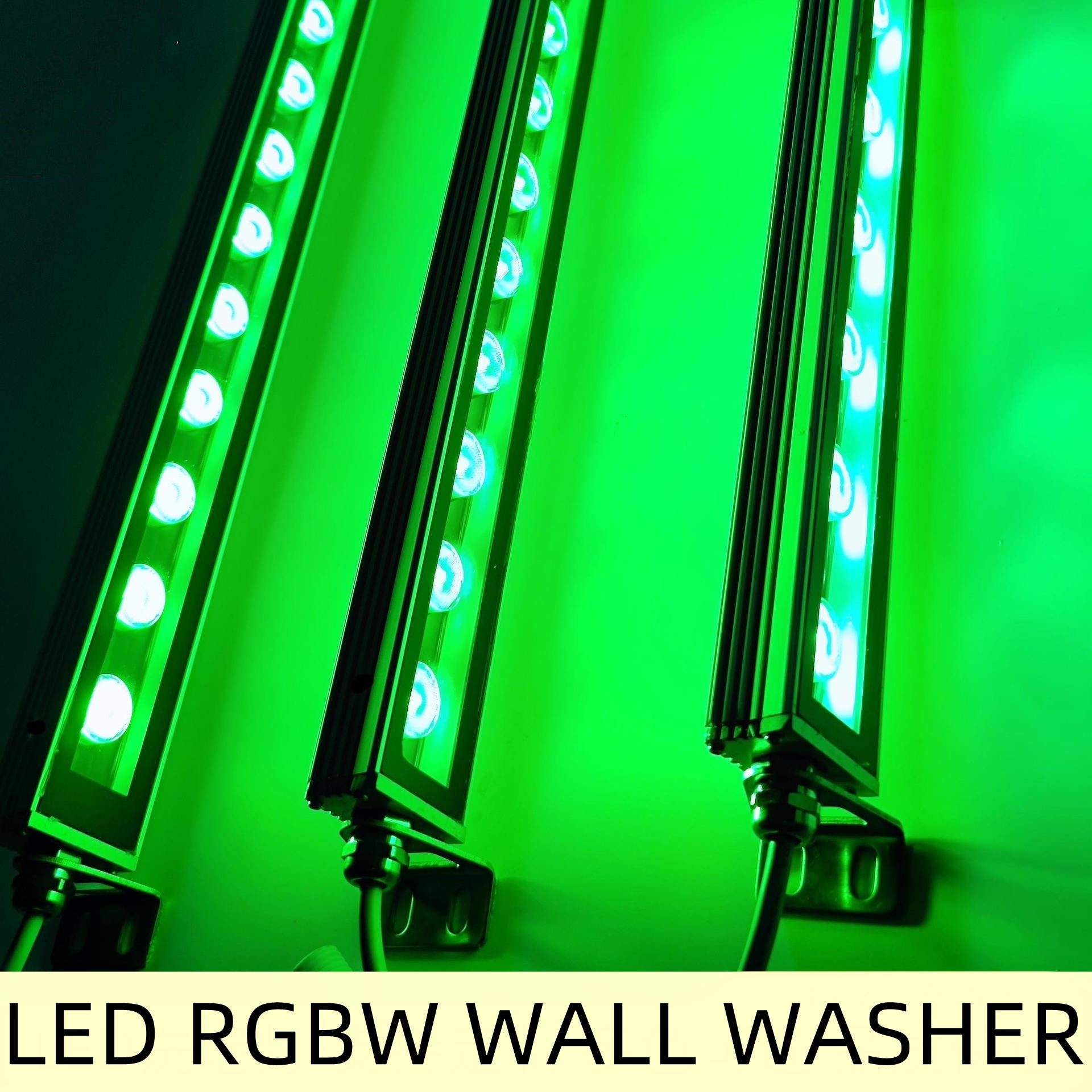 12 Zoll langes RGBW SMD5050 18 W 24 V LED-Wandfluterlicht, gehärtete Glasabdeckung, wasserdicht nach IP67, energiesparendes lineares LED-Streifenlicht für Brücken, Hotels, Mega-Bars, Weihnachtswerbetafeln, Plakatwände, gewerbliche Gebäudebeleuchtung