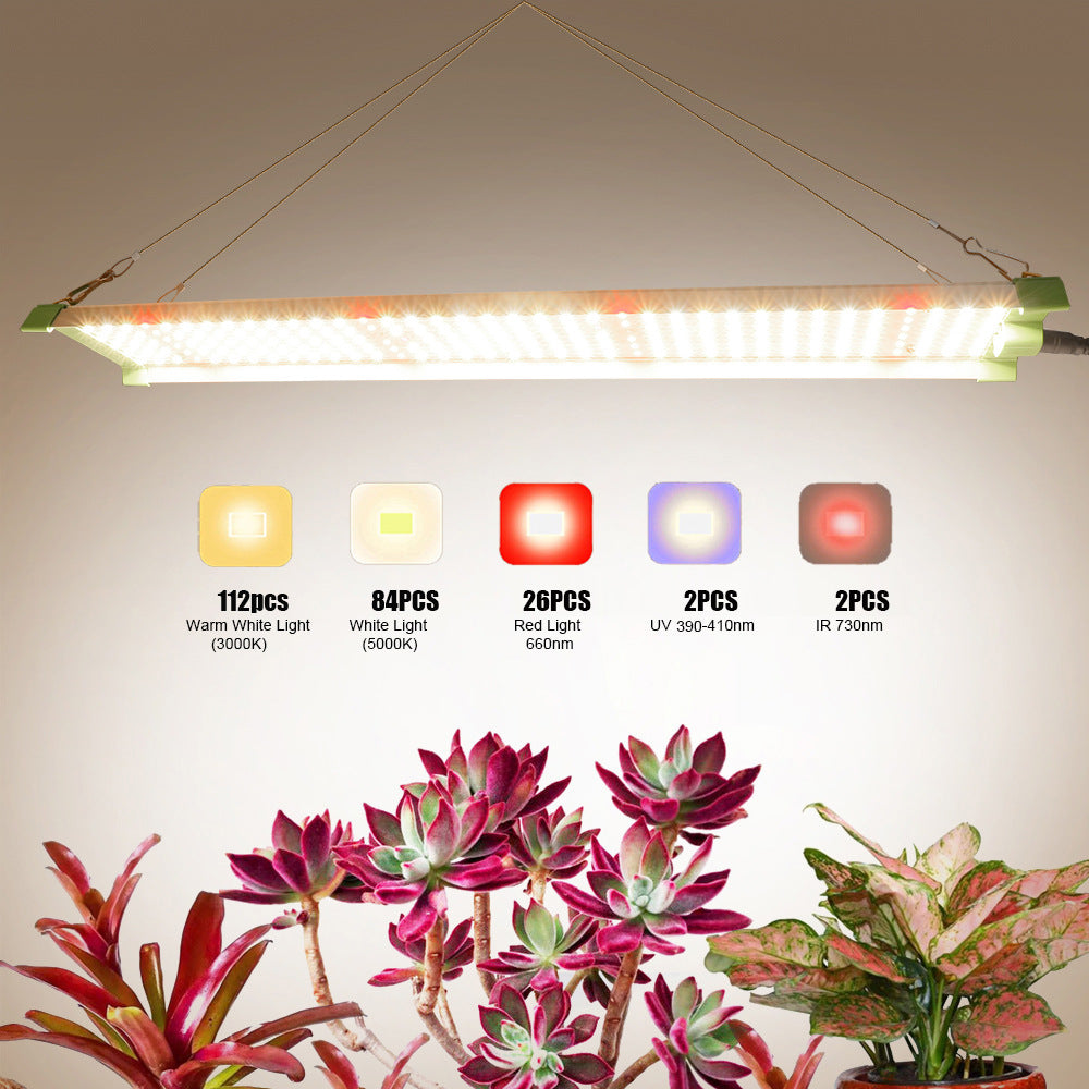 45W Full Spectrum LED Grow Light Quantum Panel, 226pcs SMD2835 LEDs, 5000K/3000K + 660nm Red + 730nm IR + 395nm UV, 85–277VAC for Indoor Plants & Hydroponics