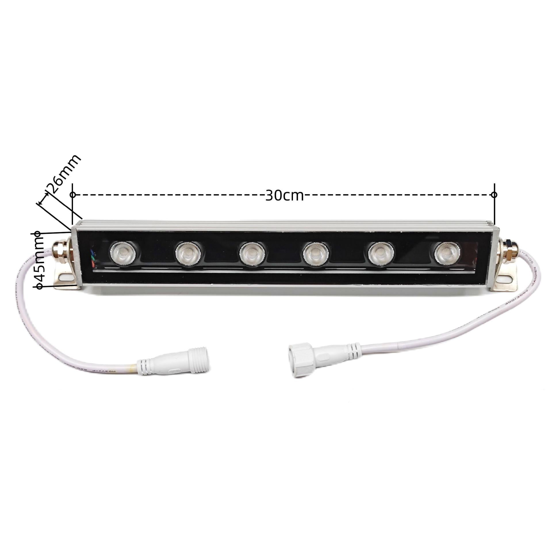12 Zoll langes RGBW SMD5050 18 W 24 V LED-Wandfluterlicht, gehärtete Glasabdeckung, wasserdicht nach IP67, energiesparendes lineares LED-Streifenlicht für Brücken, Hotels, Mega-Bars, Weihnachtswerbetafeln, Plakatwände, gewerbliche Gebäudebeleuchtung