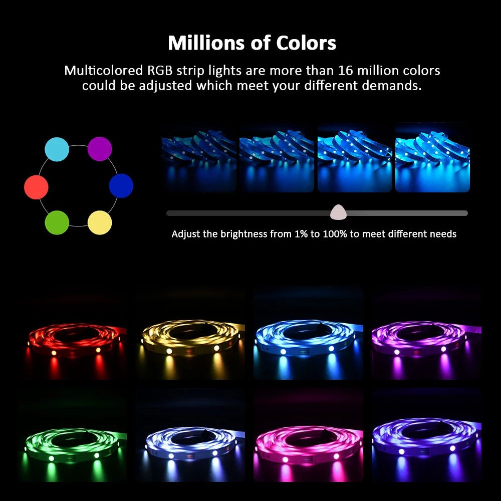 32.8FT (10Meters) with 300LEDs RGB Color Changing LED Strip Light WiFi APP Controlled Compatible with Alex Google Voice Controlled LED Strip Light Kit