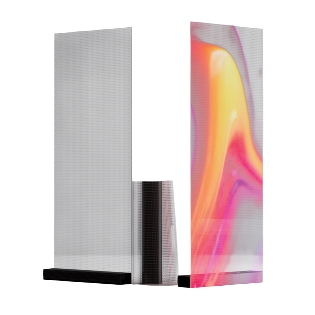 P20 Ultra-Thin Adhesive Transparent LED Film – 400×1000 mm (15.75×39.37 in) | 2400nits | 95% Transparency Glass Display for Facades & Exhibition | Multiple Kit Options | Plug & Play