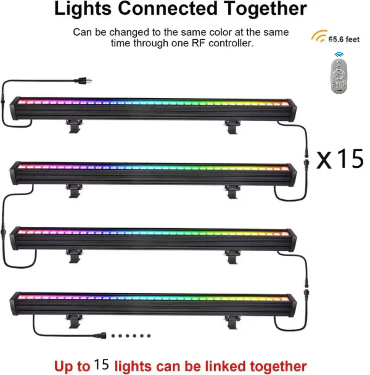 Linkable 5056 Linear Smart RGBCW LED Wall Washer – 60W |AC110V / AC220V | Waterproof Color Changing Wall Wash Light |  RF Remote/APP Control | for Indoor & Outdoor Architectural Lighting