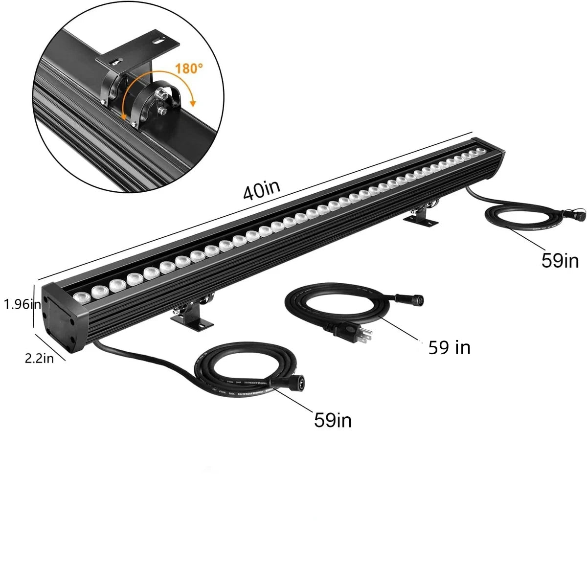 Verknüpfbare lineare 5060-LED-RGB-Wandfluterleuchten mit Fernbedienung, 36 W wasserdichtes, farbwechselndes Wandfluter-LED-Licht für Außen-/Innenbeleuchtungsprojekte, Hotels, Gebäudewanddekorationen