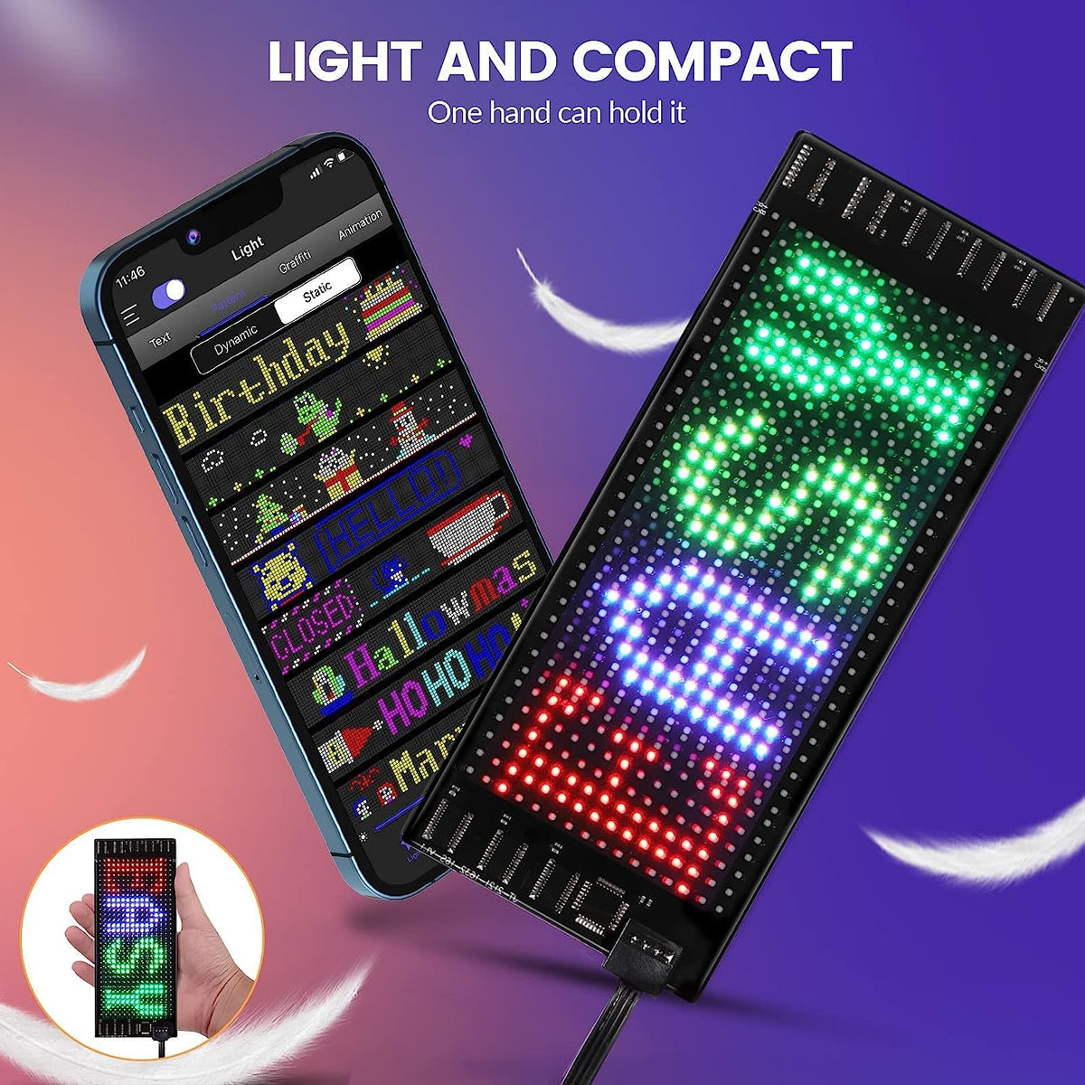 Led Sign Bluetooth Model 1632 Flexible USB 5V Car LED Sign Bluetooth App Control Display