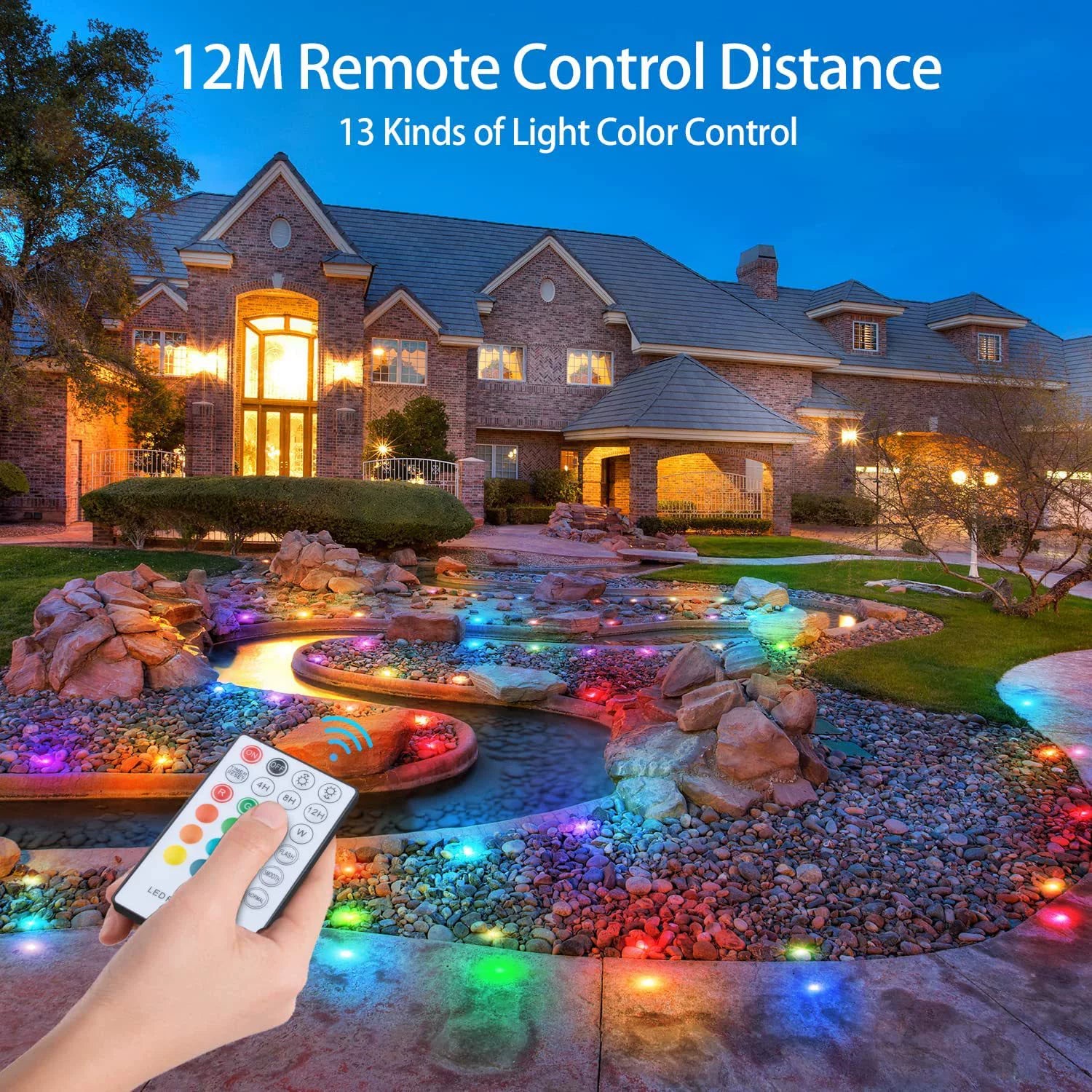 10-Pack RGB Recessed LED Deck Lights – Remote Control  | AC100–265V Input with Power Adapter | US / EU / UK / AU Plug Options | IP67 Waterproof Inground Step Lights Kit for Deck, Garden, Yard, Stairs & Pathway Lighting