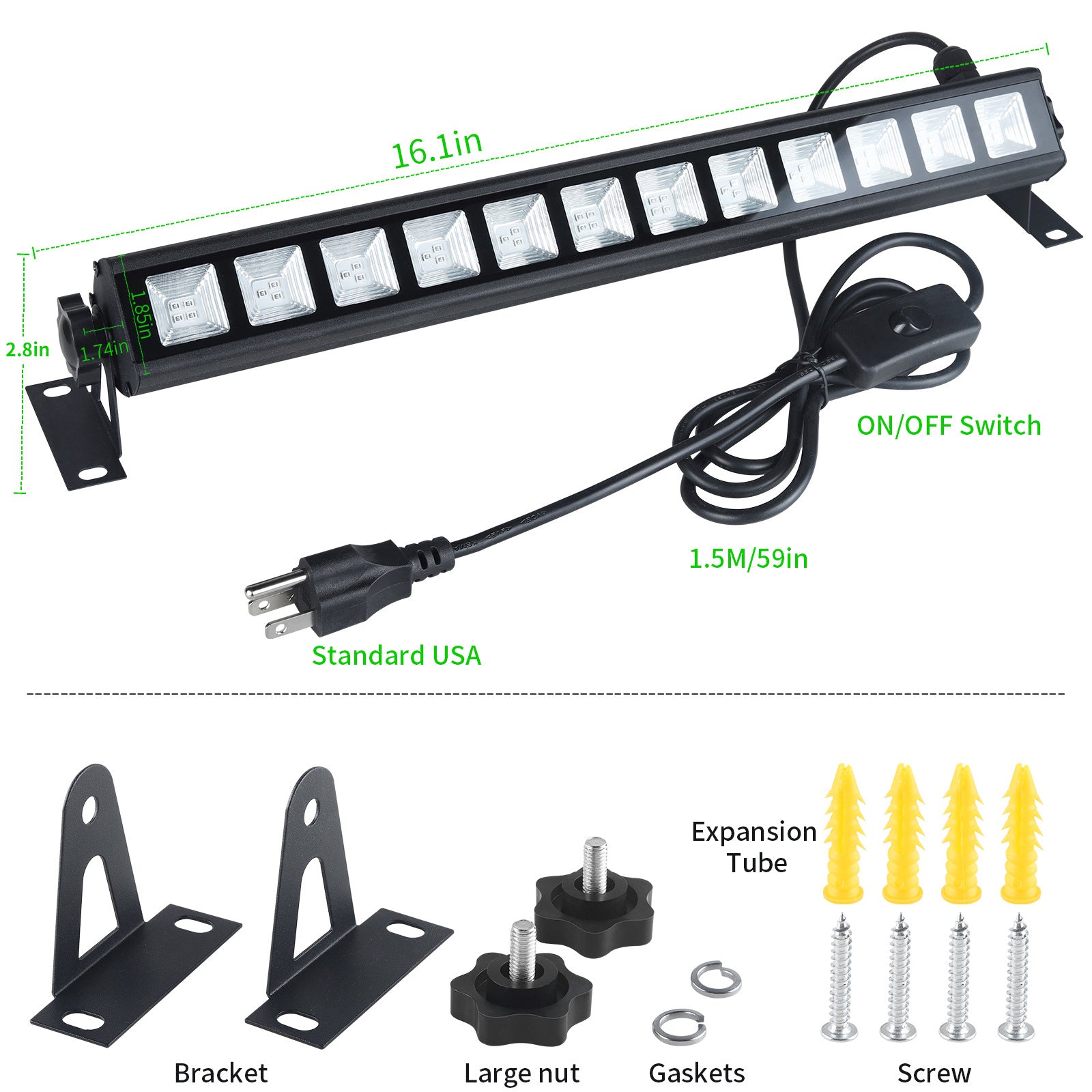 100W UV LED Wall Washer Light – 395–400nm Black Light | AC85-265V | Plug-in with On/Off Switch | Fluorescent Effect for Stage, Party & Event Lighting | 1 / 2-Pack