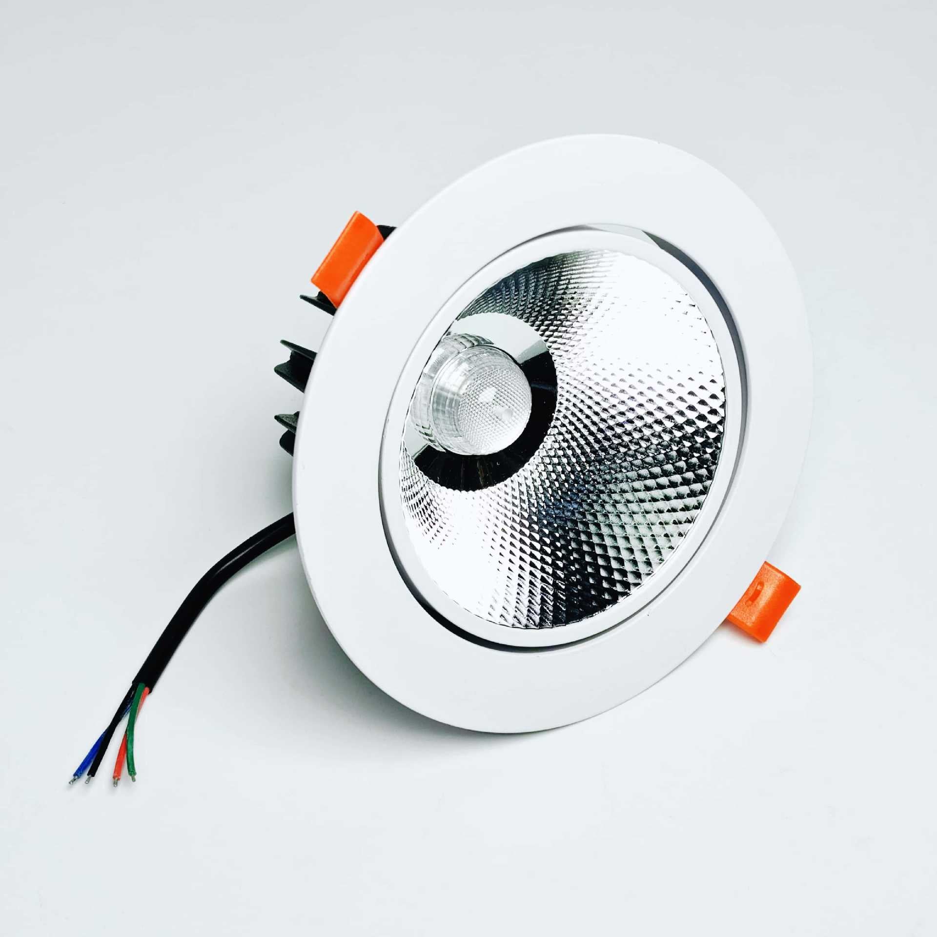 RGBW/RGBWW COB Recessed LED Lighting | 24V | 3W / 5W / 10W / 20W / 30W | White Round Embedded LED DownLights | 4 / 10Pack | Not Include RGBW Controller and Power Supply
