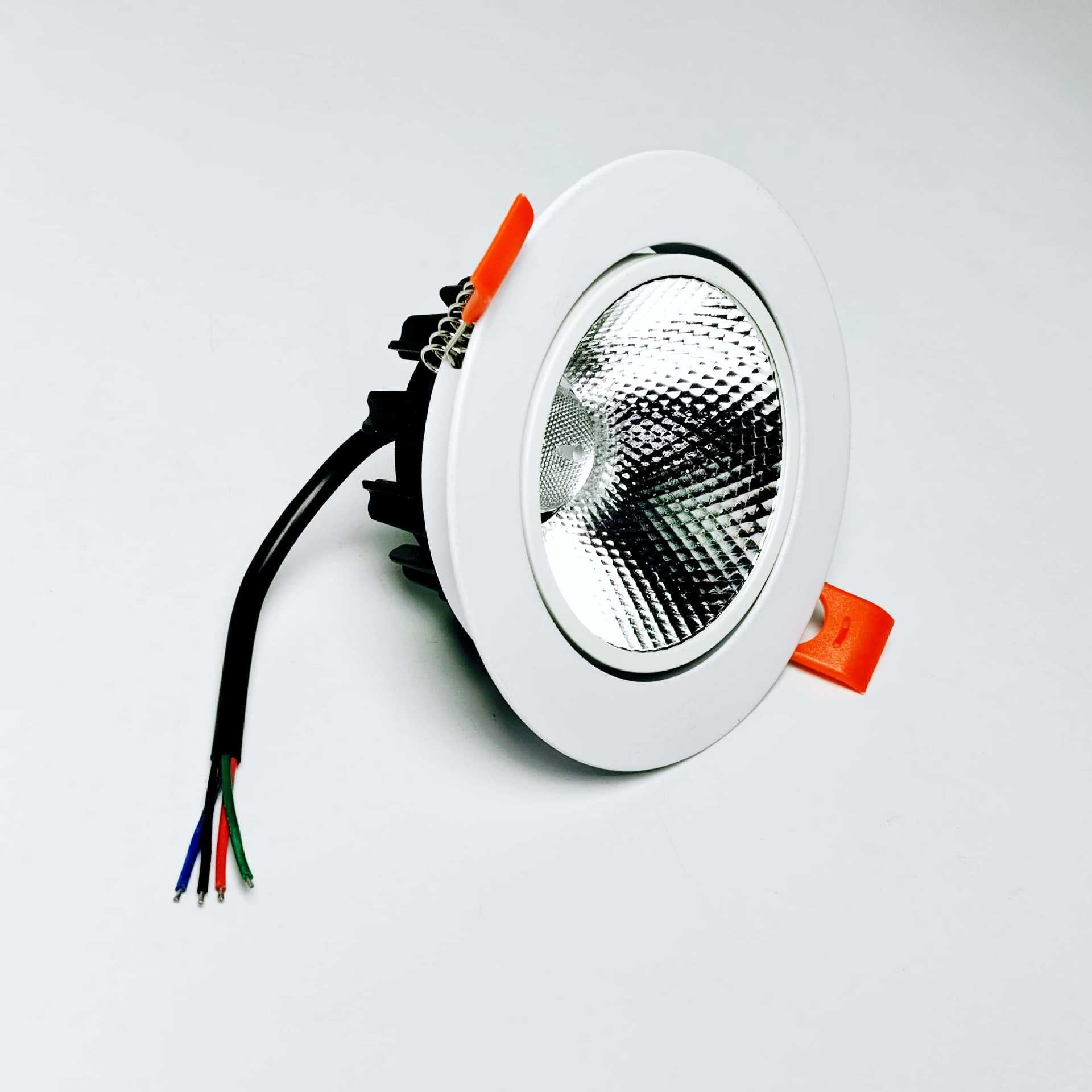RGBW/RGBWW COB Recessed LED Lighting | 24V | 3W / 5W / 10W / 20W / 30W | White Round Embedded LED DownLights | 4 / 10Pack | Not Include RGBW Controller and Power Supply