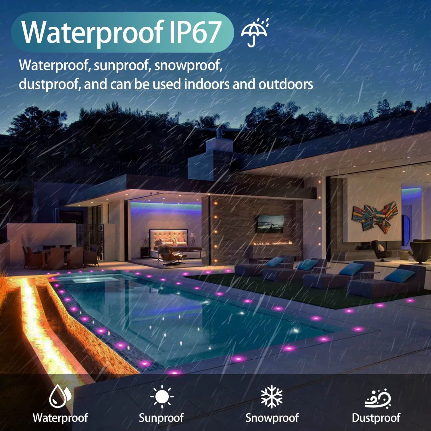 10-Pack RGB Recessed LED Deck Lights – Remote Control  | AC100–265V Input with Power Adapter | US / EU / UK / AU Plug Options | IP67 Waterproof Inground Step Lights Kit for Deck, Garden, Yard, Stairs & Pathway Lighting