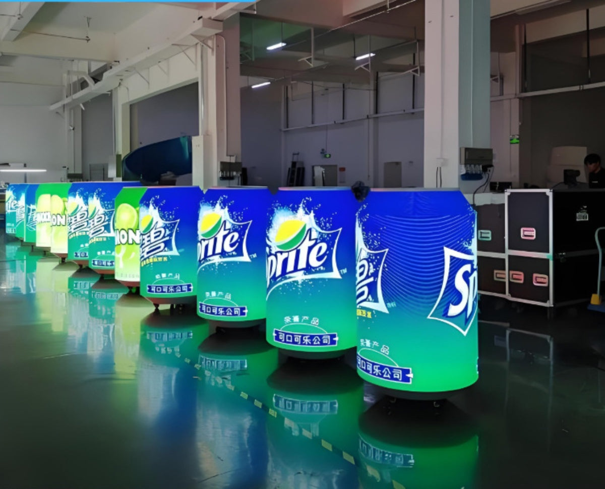 P1.86 | P2 Indoor Soda Drink Can LED Display Screen Floor-Standing with Wheel
