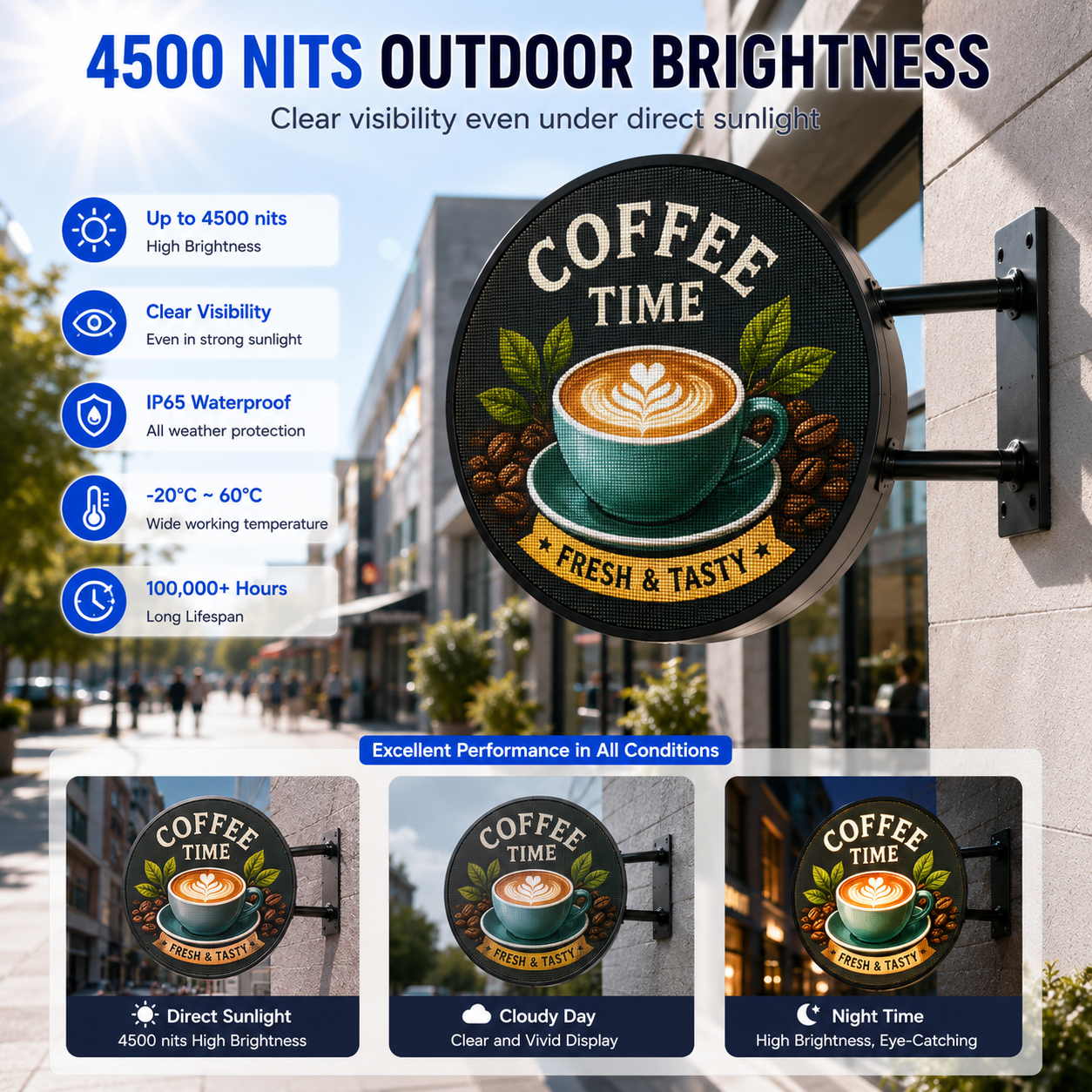 P1.8 70CM (27.56'') Diameter Outdoor Round LED Display High Resolution Circle Logo LED Sign