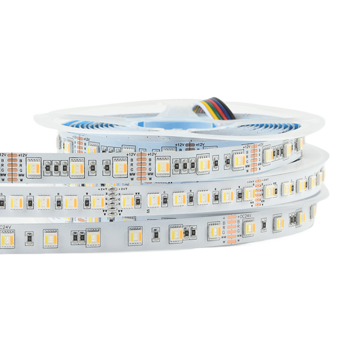 RGBCCT LED Strip Light | 12V DC | 5-in-1 SMD5050, 60 LEDs/M | 5M (16.4FT) Roll | 12mm White PCB | IP00/IP65/IP67 Options | Strip Only & Complete Kit
