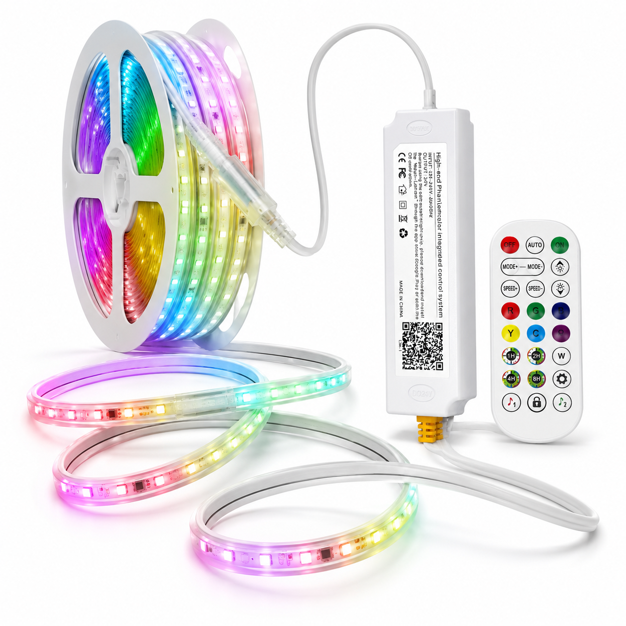 SMD5050 RGBIC Dream Color High Voltage LED Neon Strip Light - 6x14.5mm | 12W/M | SMD5050 60 LEDs/M | AC110-220V | Remote&APP Controller | IP67 Waterproof RGBIC Chasing Neon Light Kit | Indoor & Outdoor Decoration  | 10/50M