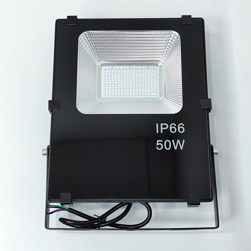 DMX512 RGB LED Flood Light 50W AC110-220V Outdoor IP66 LED WallWasher BLACK Aluminum Case Tempering Glass Cover High Lumen Security Light,Tunnel Spotlight Garden Landscape Lawn Lamp
