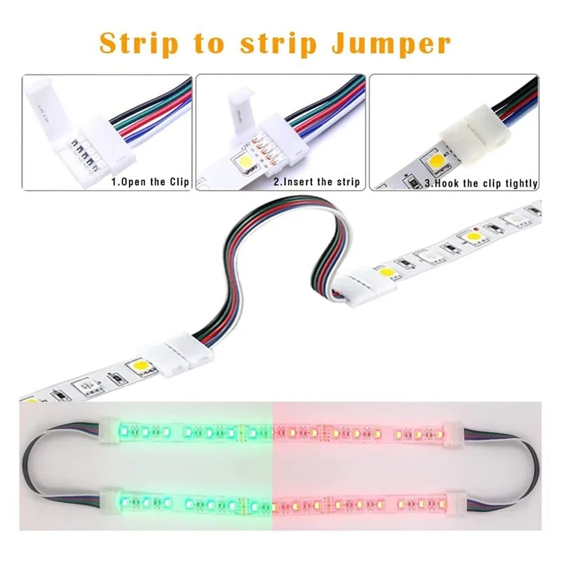 LED Strip Connector Kit – 12mm 5Pin RGBW Solderless Assortment Pack | Mixed Set with Strip to Strip with Wire / Strip to Strip Seamless / L / T, 5P Needle to Wire, Needle to Needle Y Shape Connector