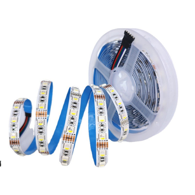 RGBW / RGBWW LED Strip Light | 12V/24V DC | 4-in-1 SMD5050, 60 LEDs/M | 5M (16.4FT) Roll | 12mm White PCB | IP00/IP65/IP67 Options | Strip Only & Complete Kit
