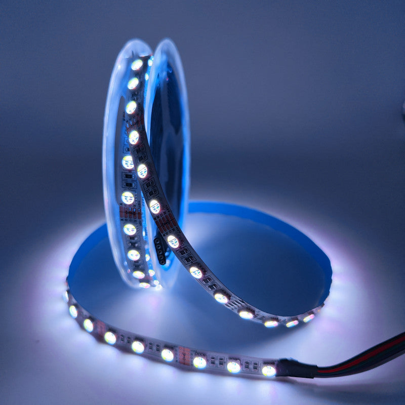 RGBW / RGBWW LED Strip Light | 12V/24V DC | 4-in-1 SMD5050, 60 LEDs/M | 5M (16.4FT) Roll | 12mm White PCB | IP00/IP65/IP67 Options | Strip Only & Complete Kit