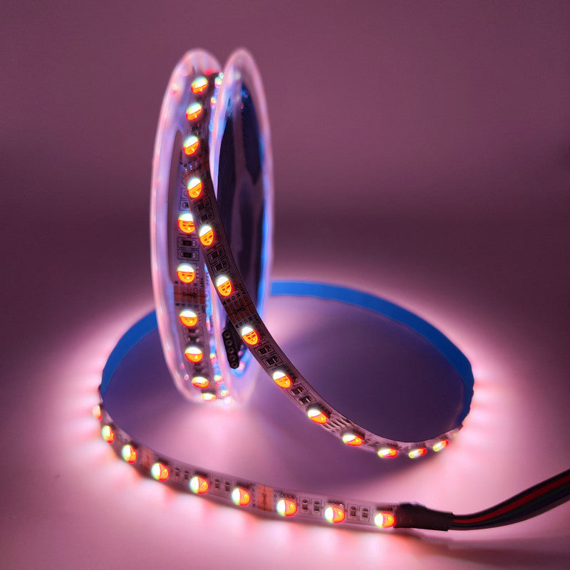 RGBW / RGBWW LED Strip Light | 12V/24V DC | 4-in-1 SMD5050, 60 LEDs/M | 5M (16.4FT) Roll | 12mm White PCB | IP00/IP65/IP67 Options | Strip Only & Complete Kit