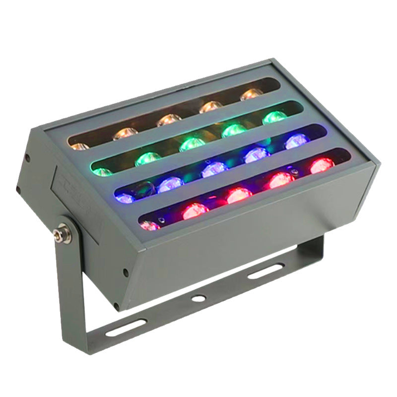 RGBW Rainbow Outdoor LED Flood Light, IP66 Waterproof Landscape Spotlight, 30W / 50W / 100W, AC 86–265V, Adjustable Bracket