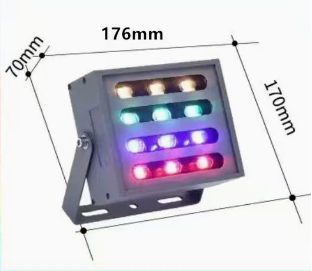 RGBW Rainbow Outdoor LED Flood Light, IP66 Waterproof Landscape Spotlight, 30W / 50W / 100W, AC 86–265V, Adjustable Bracket