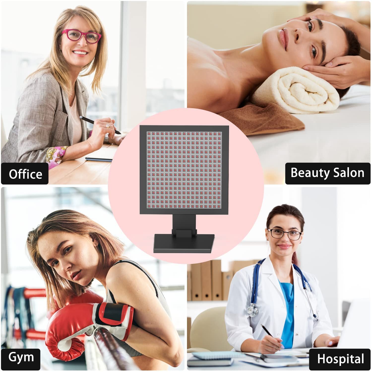 LED Red Light Therapy Panel W/ Built-in Desktop Folding Bracket -50W Black LED Panel Deep 660nm and Near-Infrared 850nm LED Light Combo for Skin Beauty, Pain Relief of Muscles and Joints