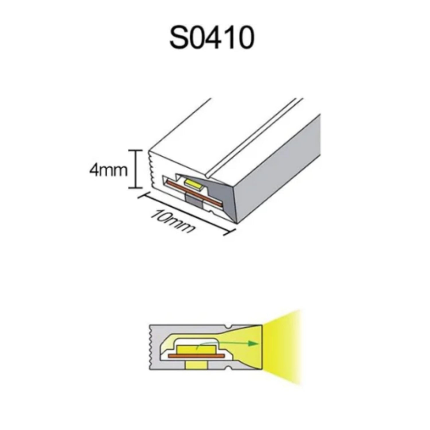 Neon Light Housing – S0410 Side Edge Lighting | 4x10mm Silicone LED Channel System | IP67 Waterproof | 5mm PCB Width | 164FT/50M | Local Stock US/UK/DE
