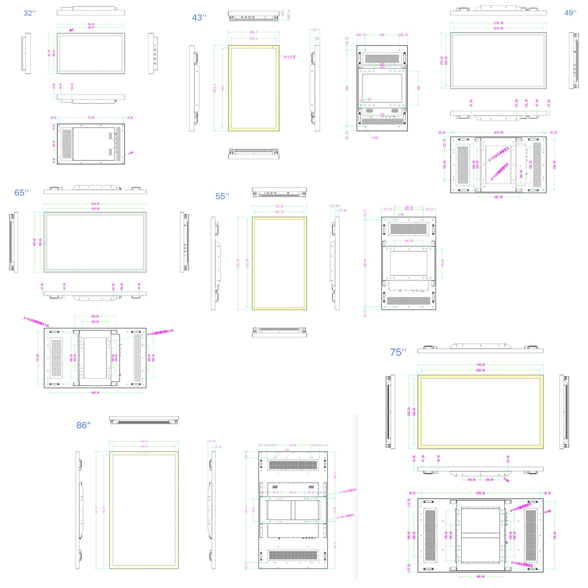 2500-Nit IP66 Outdoor High-Brightness LCD Digital Signage Display | Single Screen | 32–86 Inch | Optical Bonding | Wall-Mount or Floor-Standing | Optional Touchscreen