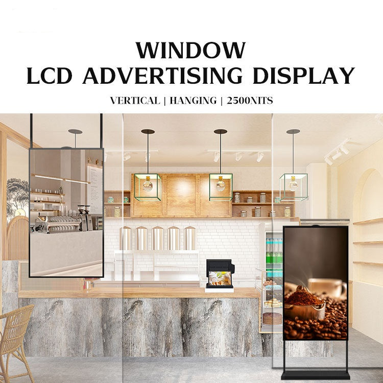 86" einseitiges 2500 Nits High Bright Front Window LCD-Werbedisplay, Android RK3568 2G+32G, ohne Touch, Cloud/APP/USB, Wandmontage/Bodenständer/Hängemontage