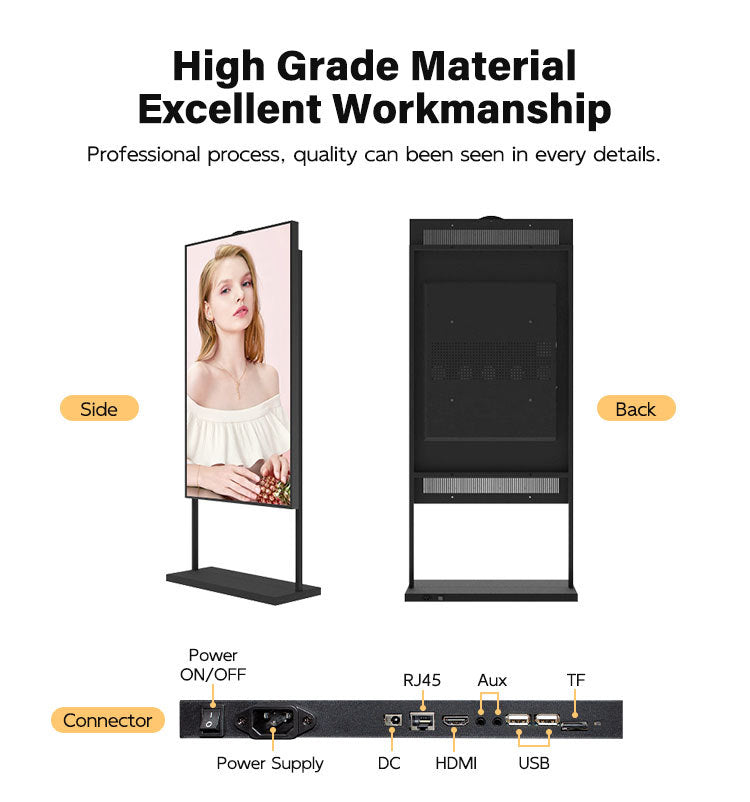 86" einseitiges 2500 Nits High Bright Front Window LCD-Werbedisplay, Android RK3568 2G+32G, ohne Touch, Cloud/APP/USB, Wandmontage/Bodenständer/Hängemontage