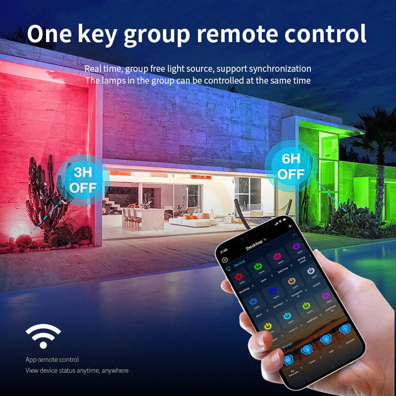 2 Pack 50W RGBCW Outdoor LED Floodlight WiFi Bluetooth RGBCW 2700K-6500K & 16 Million Colors, LED Landscape Lights, IP66 Waterproof