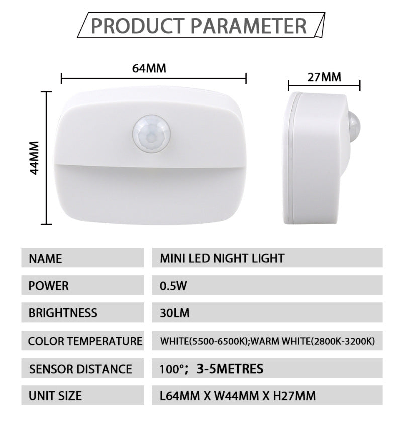 4Pack PIR Motion Sensor LED Night Light, Motion Activated Under Cabinet Light, Battery Operated Stick-on Anywhere Motion Activated for Kitchen Stairway (Battery not included)