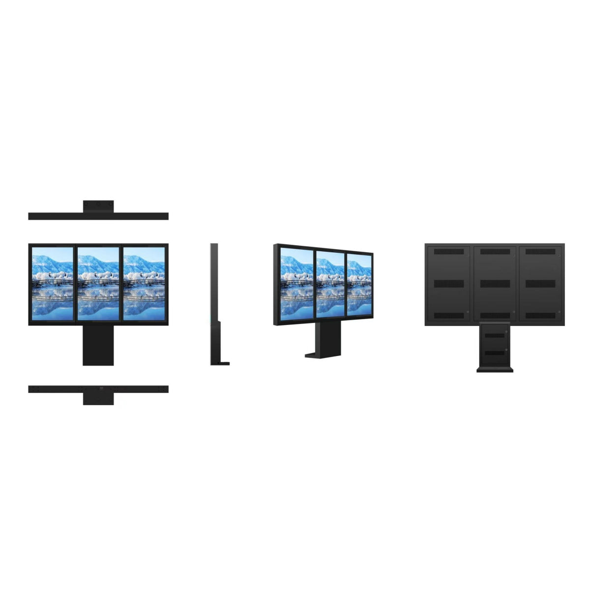 2500-Nit IP66 Outdoor High-Brightness LCD Digital Signage | Triple Side-by-Side Screens | 43", 49" & 55" | Floor-Standing | Optional Touchscreen
