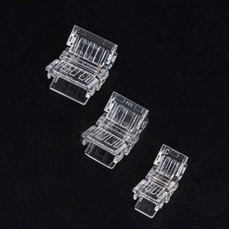 10 Packs Solderless LED Strip Connector, Transparent Track Lighting Connectors for 5mm 8mm 10mm Single Color LED Strip Light