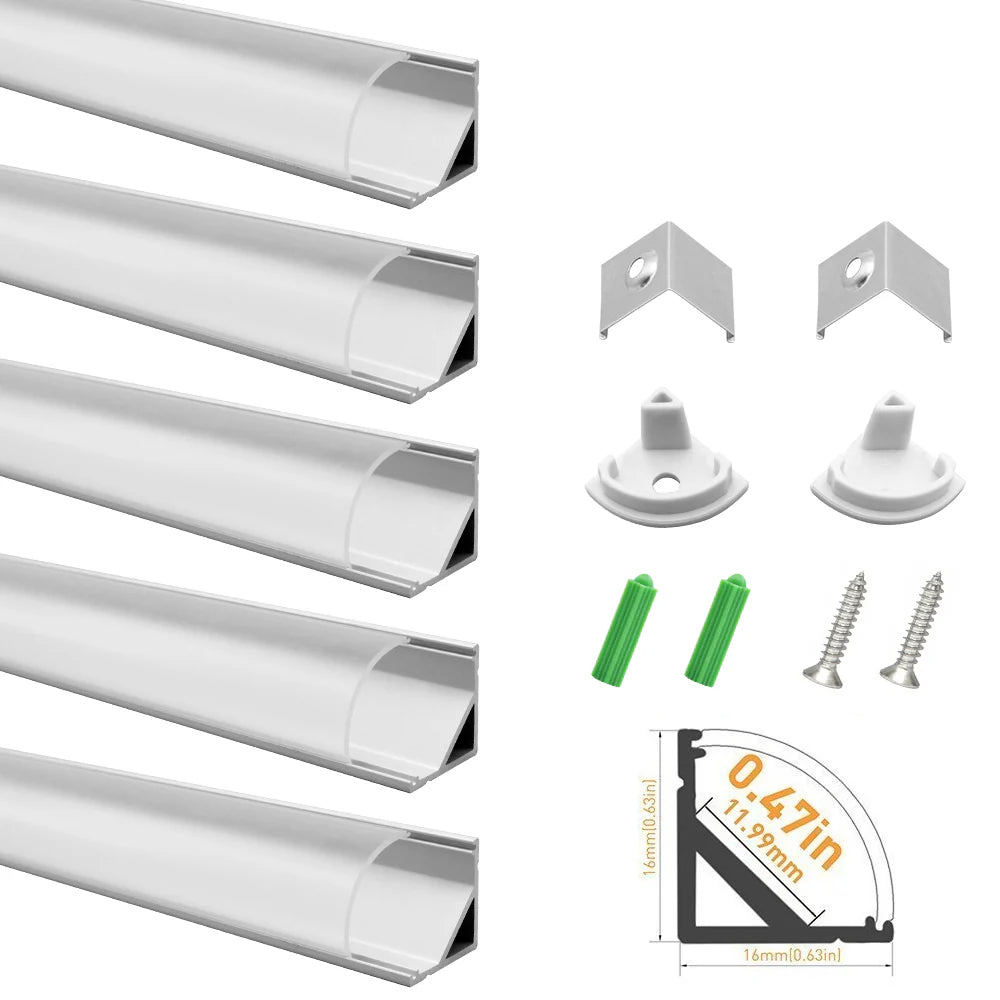 V Shape LED Channel V02-B – 12mm | Silver / Black | Milky White Cover | With Installation Accessories | – Standard Aluminum Profile – 1m / 2m / 3m | 50 / 100-Pack