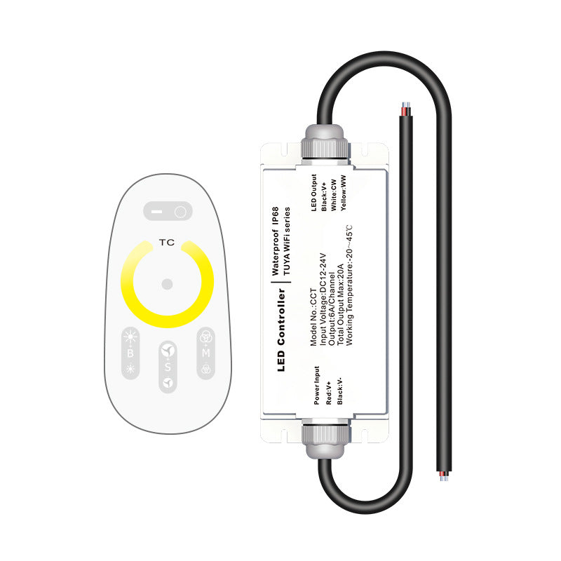IP68 Waterproof Wireless LED Strip Controller DC 12–24V, 6A/Channel, Single Color, CCT, RGB, RGBW & RGB+CCT Options with Remote & Music Modes