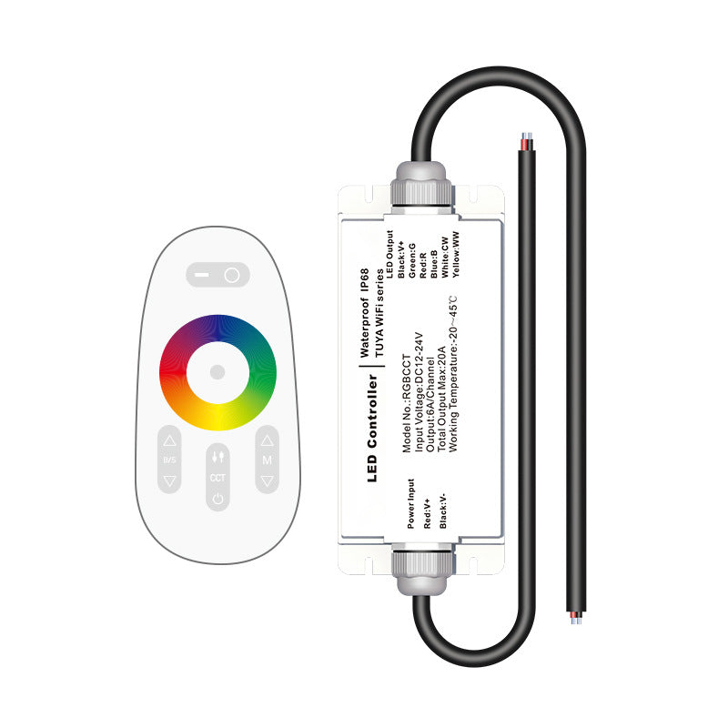 IP68 Waterproof Wireless LED Strip Controller DC 12–24V, 6A/Channel, Single Color, CCT, RGB, RGBW & RGB+CCT Options with Remote & Music Modes