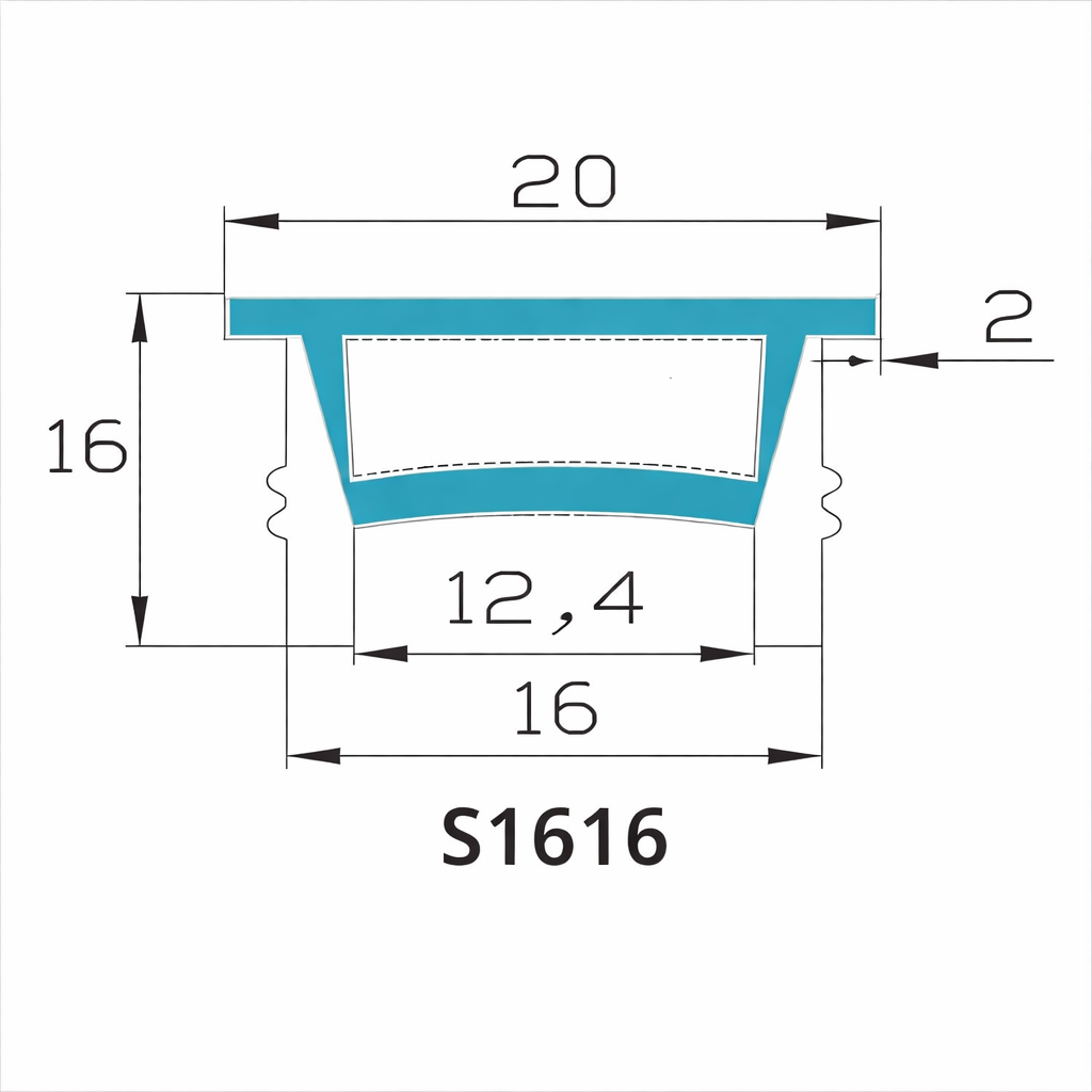 Boîtier pour néon – S2020 Noir | Système de canaux LED en silicone 20 x 20 mm | Étanchéité IP67 | Largeur du circuit imprimé 12 mm | 50 m | Stock local États-Unis/Royaume-Uni/Allemagne