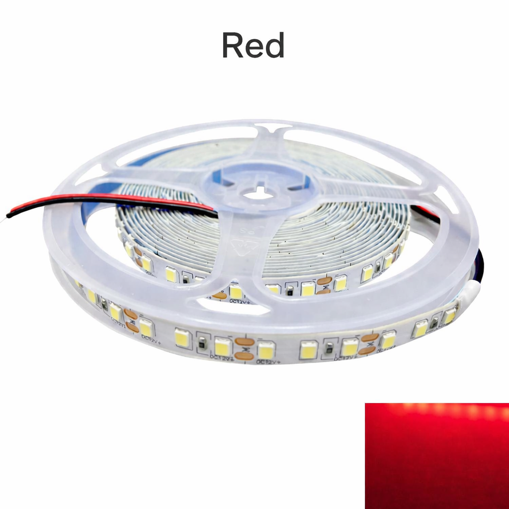 DC12V SMD2835 Single Color LED Strip Light – 120 LEDs/m | 8mm PCB | High Brightness Low Voltage LED Tape | IP00 / IP67 | Warm White / Natural White / Cool White / Blue / Red / Ice Blue / Golden Yellow | for Mirror, Kitchen Cabinet, Bedroom | 5/50M