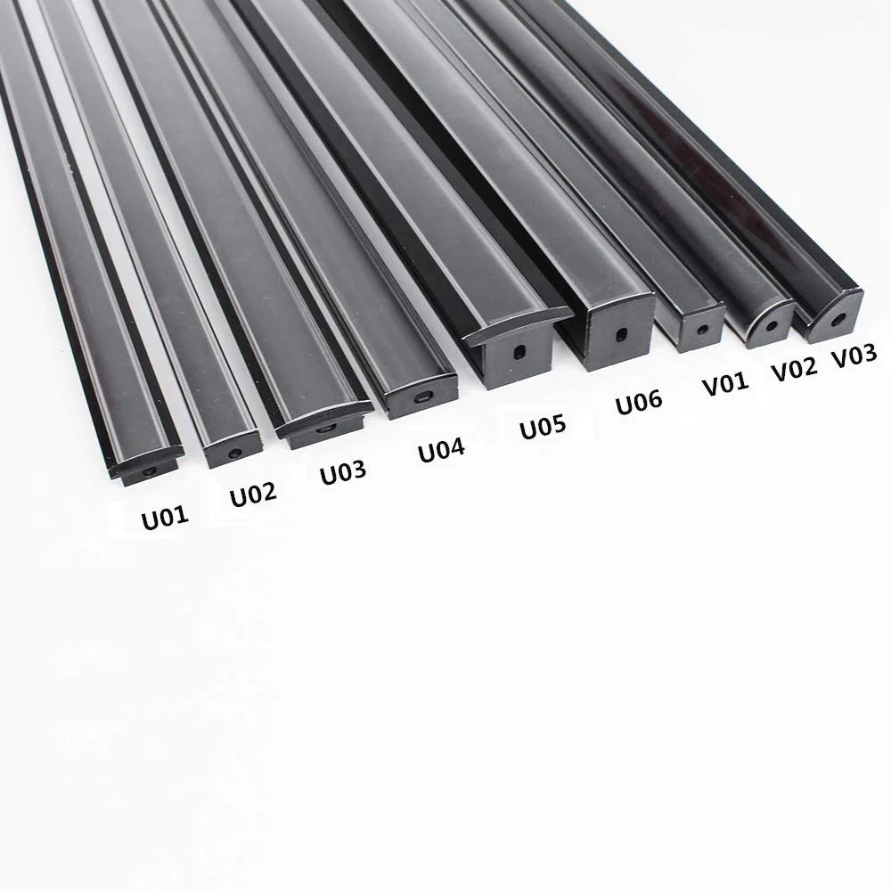 U Shape LED Aluminum Channels – Fit for 1 to 12mm LED Strip | 1Meter | Silver / Black | Milky White / Black Cover | With Installation Accessories | Bendable | 5 / 6 / 10 / 12 / 20 / -Pack | Local Stock US/UK