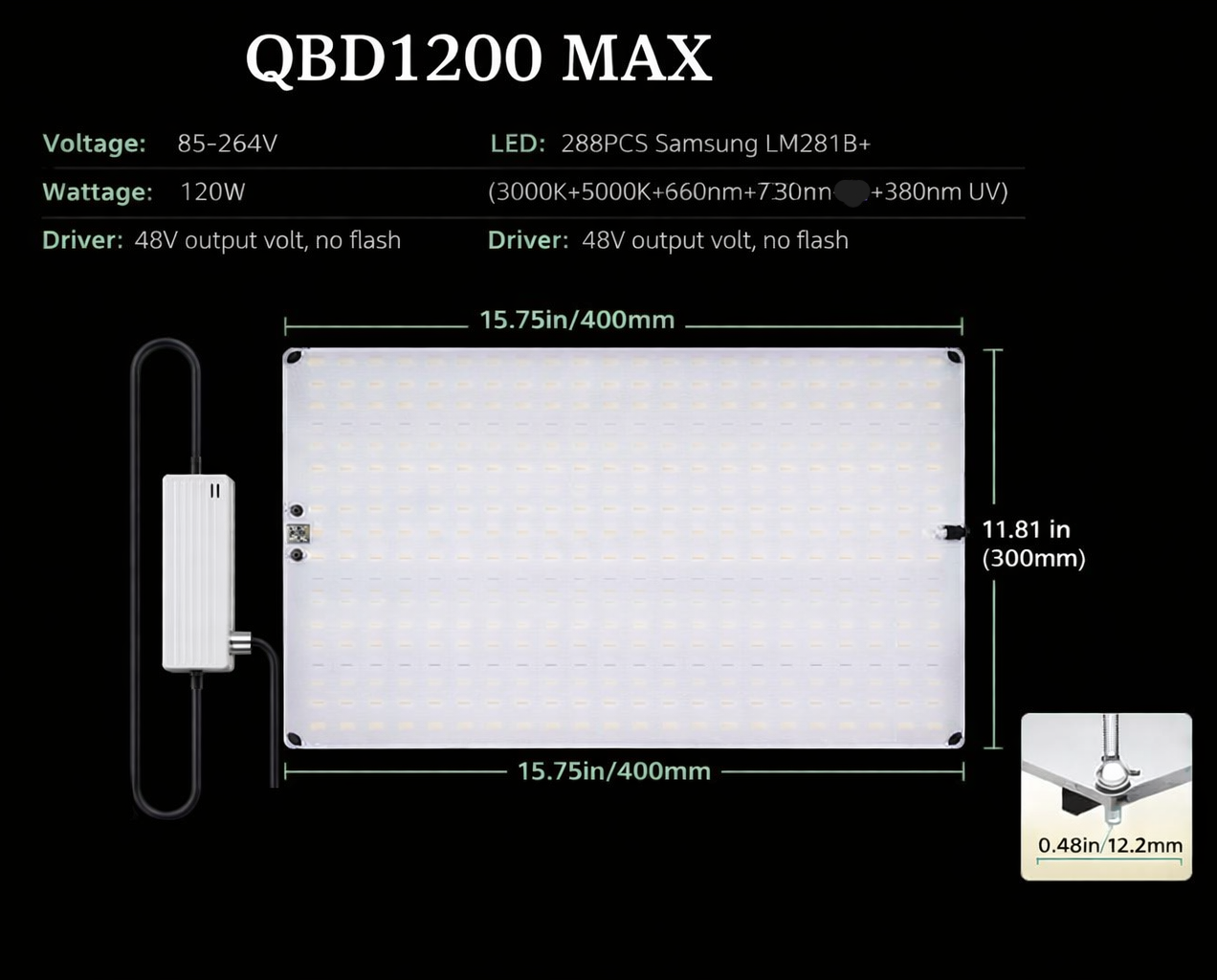 Ultra-Thin Quantum Board LED Grow Light - 65W / 85W / 120W / 150W | 0-10V Dimming | Full Spectrum | AC110 -220V | Included Hanging Rope, Dimmable Driver| Plant Grow Light for Seedling, Veg & Bloom | US / EU / UK / AU Plug