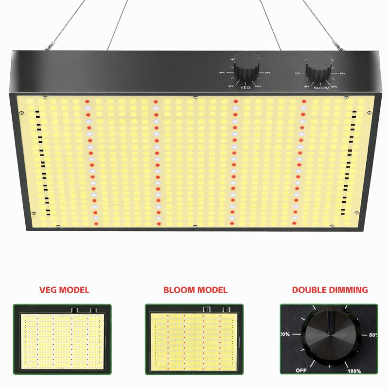 GP-PRO Series Professional Full Spectrum LED Grow Light - 100W / 150W / 200W | 3.5×3FT – 6×5FT Coverage | VEG & BLOOM Dual Control | 0 – 10V Dimming | AC110 – 220V |  for Daisy Chain | Silent Fan | Hanging Rope | US / EU / UK / AU Plug