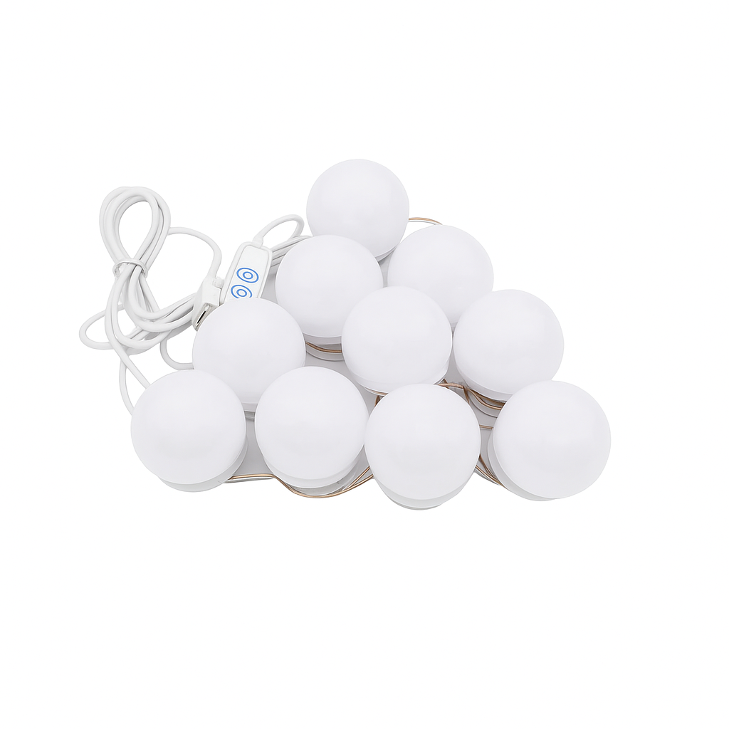 LED-Kosmetikspiegel-Beleuchtungsset im Hollywood-Stil mit 10 in 3 Farben einstellbaren 1,77-Zoll-Glühbirnen, perfekt für das Schminktisch-Set im Ankleidezimmer