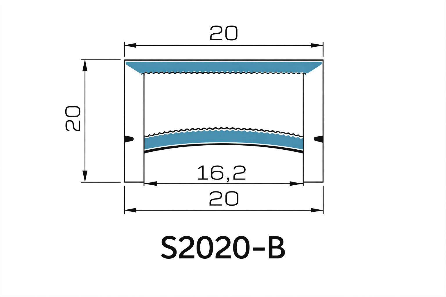 20×20mm Quick Install Neon Light Housing – S2020-B With-Edge / Edge-Free Silicone Cover LED Channel System | Max Strip Width ≤16 mm | Double-Chamber Top-Emitting Neon Diffuser | for Architectural Cove Lighting & Storefront Signage Lighting | 164FT/50M