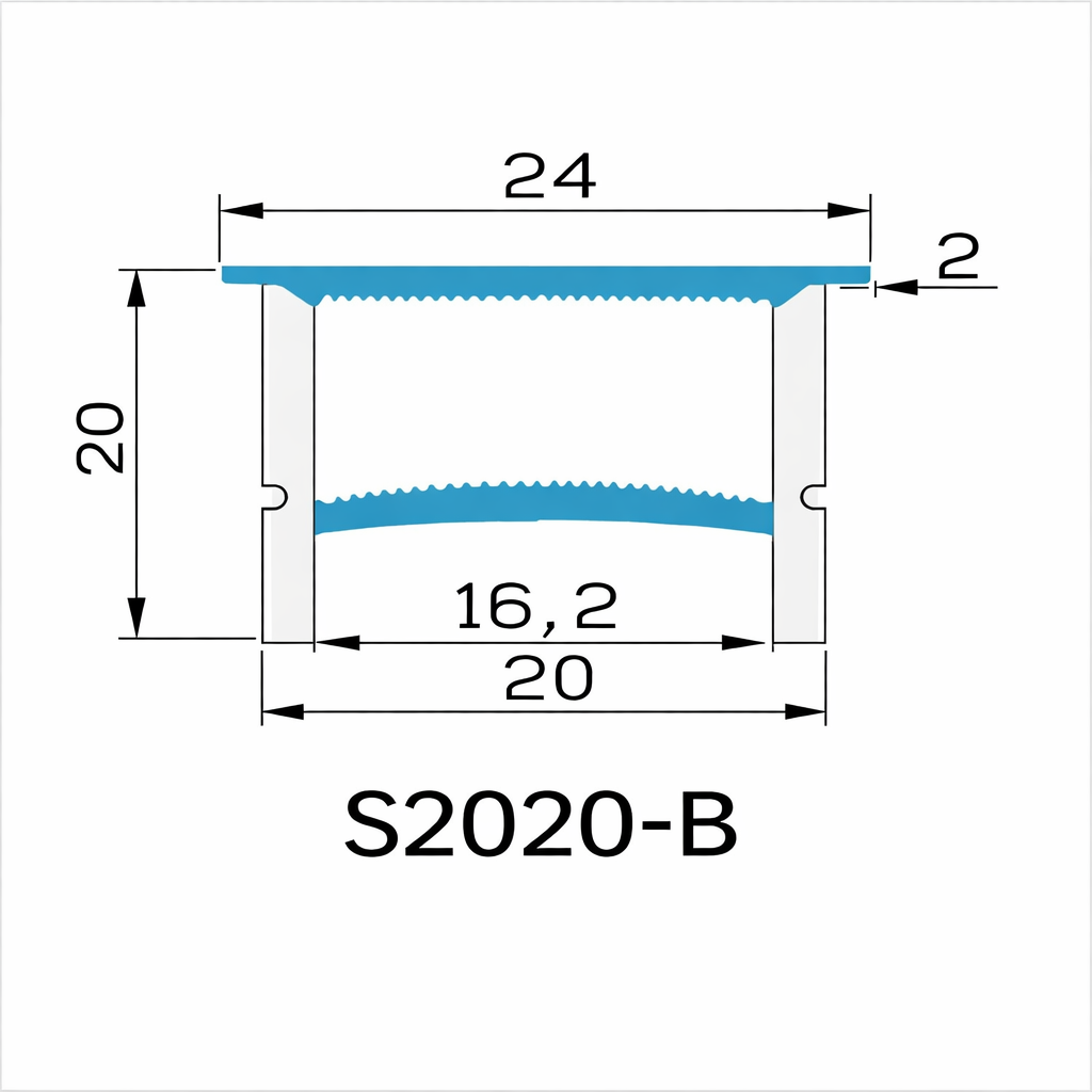 20×20mm Quick Install Neon Light Housing – S2020-B With-Edge / Edge-Free Silicone Cover LED Channel System | Max Strip Width ≤16 mm | Double-Chamber Top-Emitting Neon Diffuser | for Architectural Cove Lighting & Storefront Signage Lighting | 164FT/50M