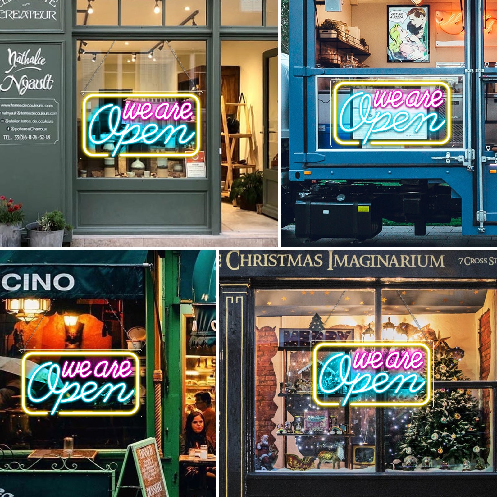 We Are Open Neon Sign – 5 Glow Color Options | 24×12.5 inch (60×32 cm) | Window Hanging | Plug & Play for Storefronts