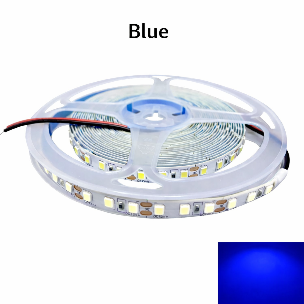 DC12V SMD2835 Single Color LED Strip Light – 120 LEDs/m | 8mm PCB | High Brightness Low Voltage LED Tape | IP00 / IP67 | Warm White / Natural White / Cool White / Blue / Red / Ice Blue / Golden Yellow | for Mirror, Kitchen Cabinet, Bedroom | 5/50M