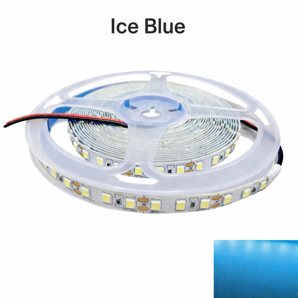 DC12V SMD2835 Single Color LED Strip Light – 120 LEDs/m | 8mm PCB | High Brightness Low Voltage LED Tape | IP00 / IP67 | Warm White / Natural White / Cool White / Blue / Red / Ice Blue / Golden Yellow | for Mirror, Kitchen Cabinet, Bedroom | 5/50M