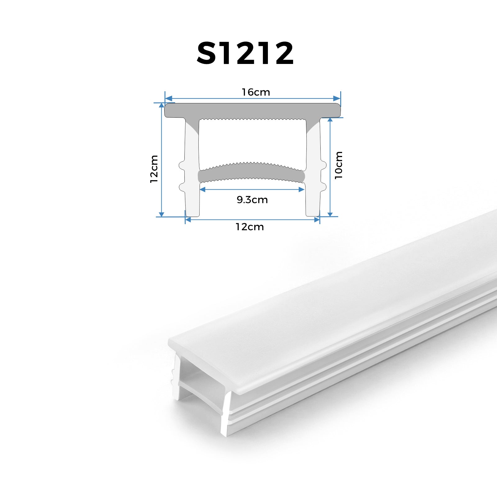 12×12mm Quick Install Neon Light Housing – S1212 Slim White Edge Silicone LED Channel System | Max Strip Width ≤8 mm | Top-Emitting Silicone Neon Diffuser Cover | for Ceiling Cove Lighting & Interior Lighting | 164FT/50M