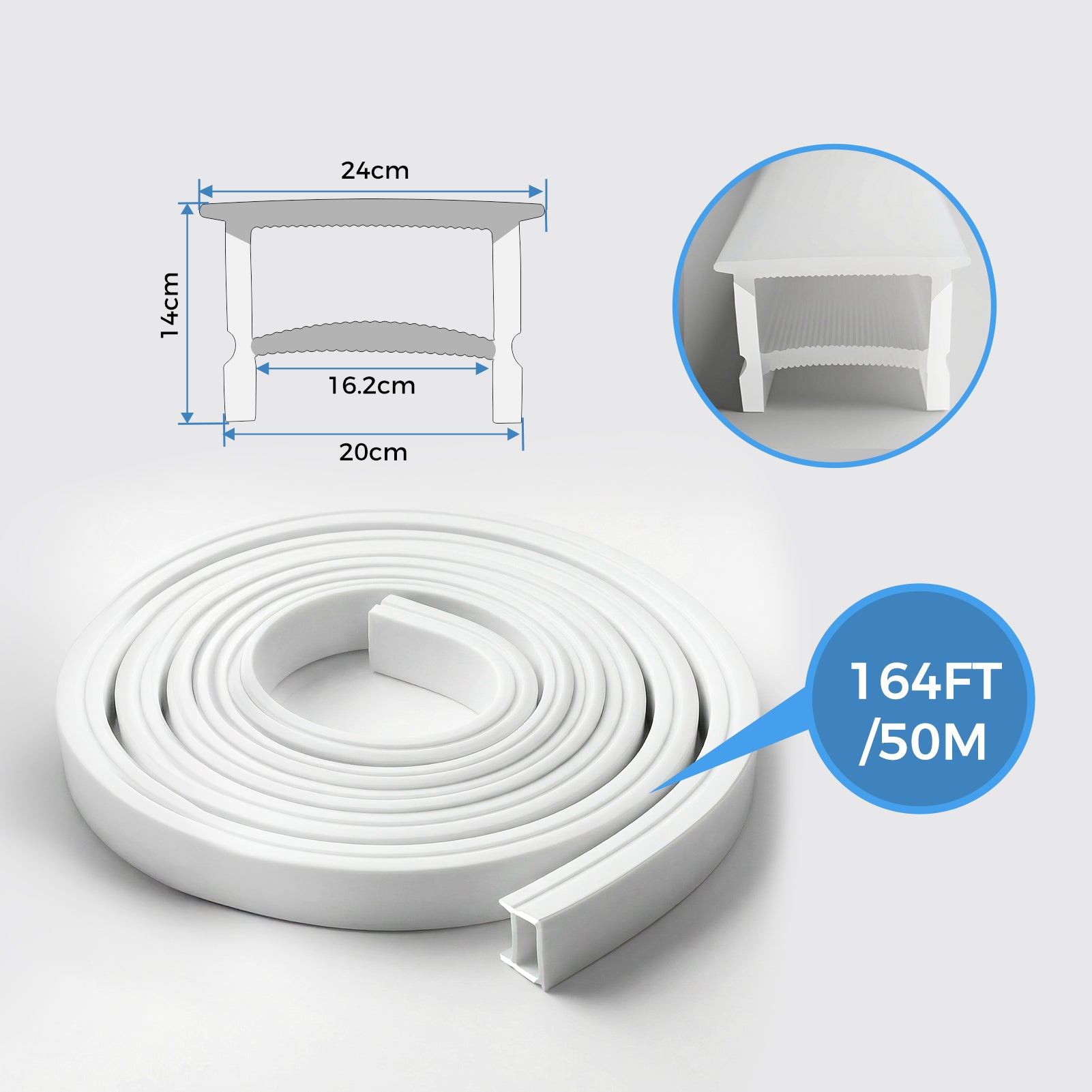 Boîtier pour néon – S2020 Noir | Système de canaux LED en silicone 20 x 20 mm | Étanchéité IP67 | Largeur du circuit imprimé 12 mm | 50 m | Stock local États-Unis/Royaume-Uni/Allemagne